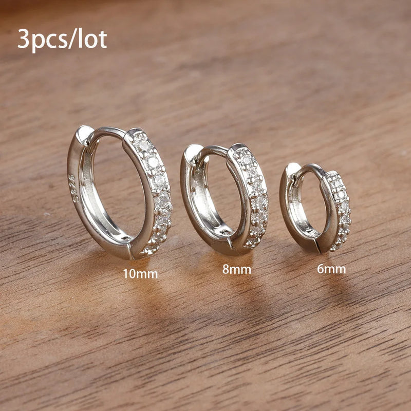 3 brincos de gota ~ de aço inoxidável - banhados a ouro 18K, joias punk unissex