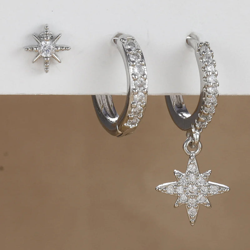3 brincos de gota ~ de aço inoxidável - banhados a ouro 18K, joias punk unissex