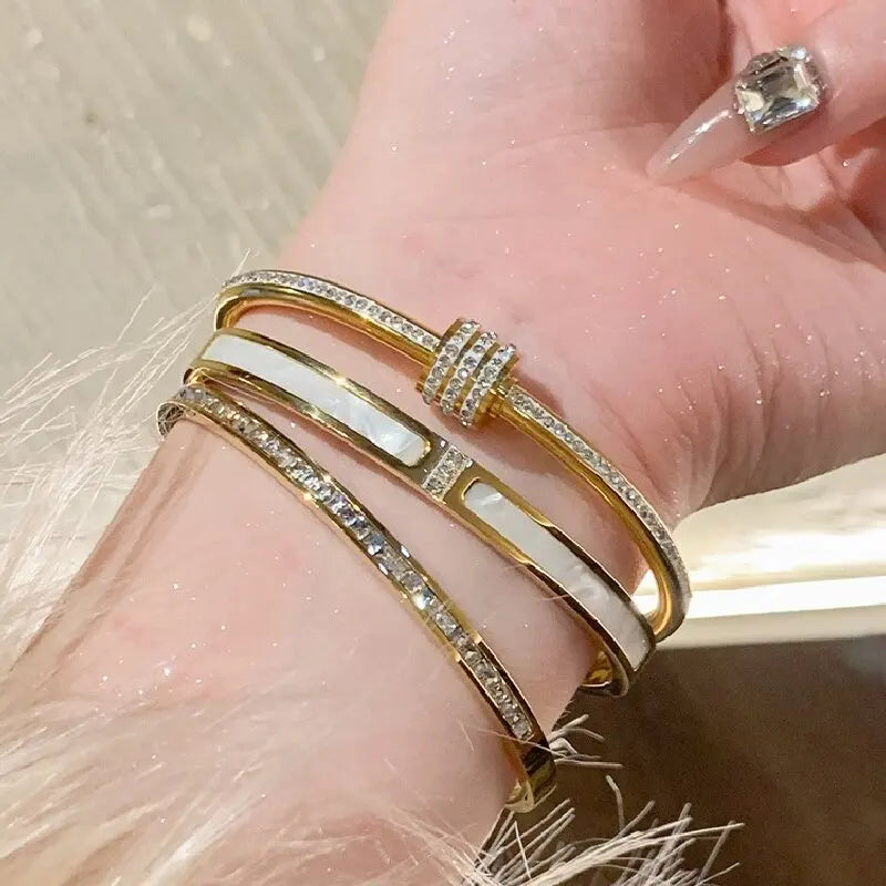 Pulseiras Bangles - banhadas a ouro ~ de aço inoxidável