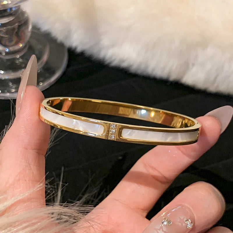 Pulseiras Bangles - banhadas a ouro ~ de aço inoxidável