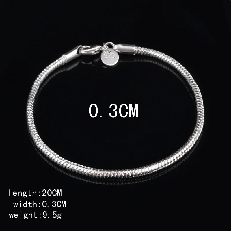 Pulseiras de prata esterlina 925 - 4 mm - com corda torcida