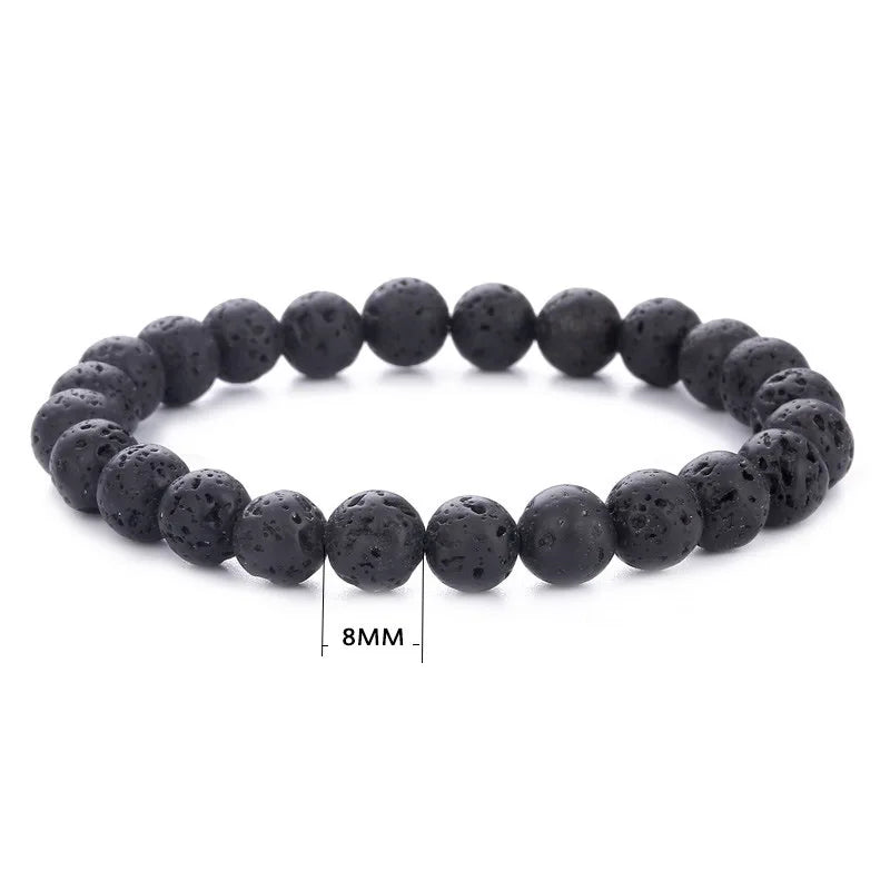 Pulseira de obsidiana ~ jóias olho de tigre/pedra vulcânica - pulseira de elasticidade