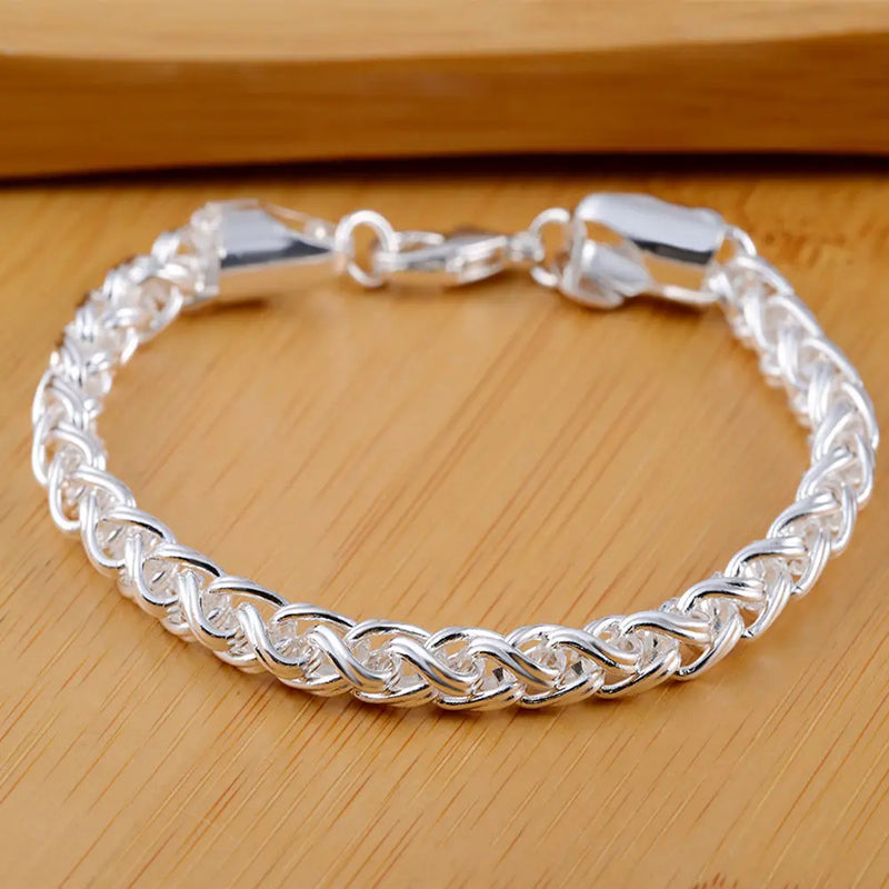 Pulseiras de prata esterlina 925 - 4 mm - com corda torcida
