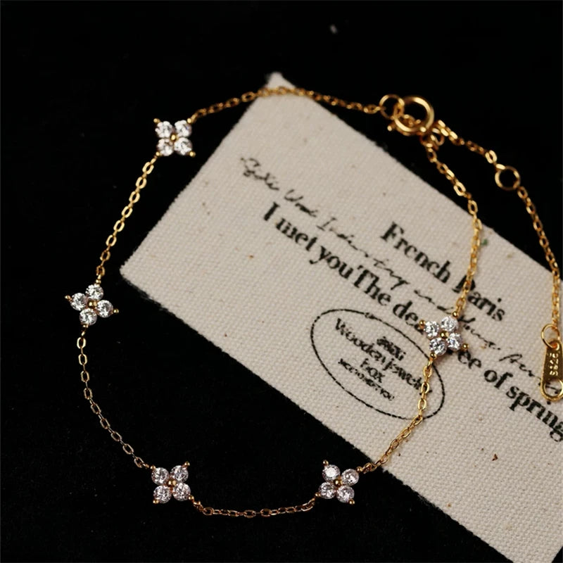 Pulseira LOSTSOUL com Flor de Cristal ~ de Aço Inoxidável