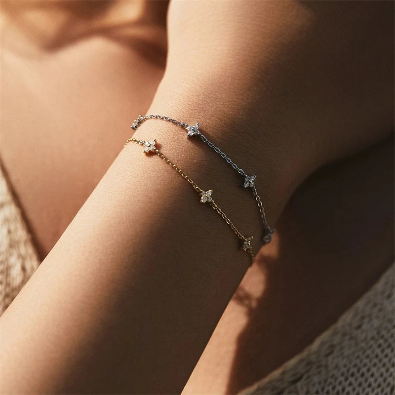 Pulseira LOSTSOUL com Flor de Cristal ~ de Aço Inoxidável