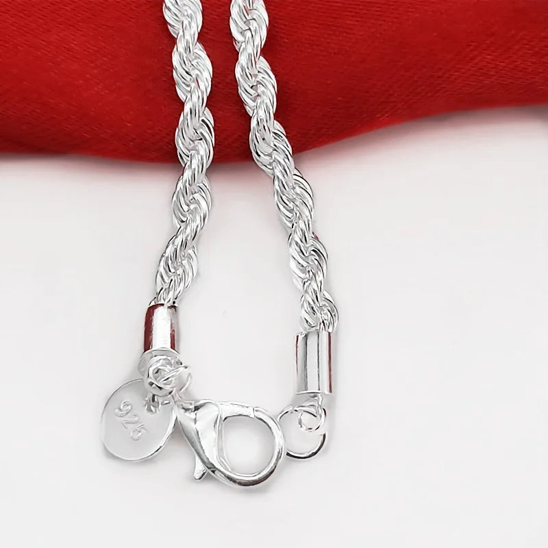 Pulseiras de prata esterlina 925 - 4 mm - com corda torcida
