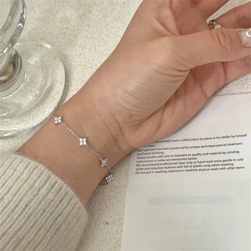 Pulseira LOSTSOUL com Flor de Cristal ~ de Aço Inoxidável