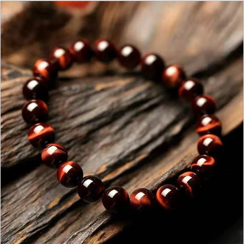 Pulseira de obsidiana ~ jóias olho de tigre/pedra vulcânica - pulseira de elasticidade