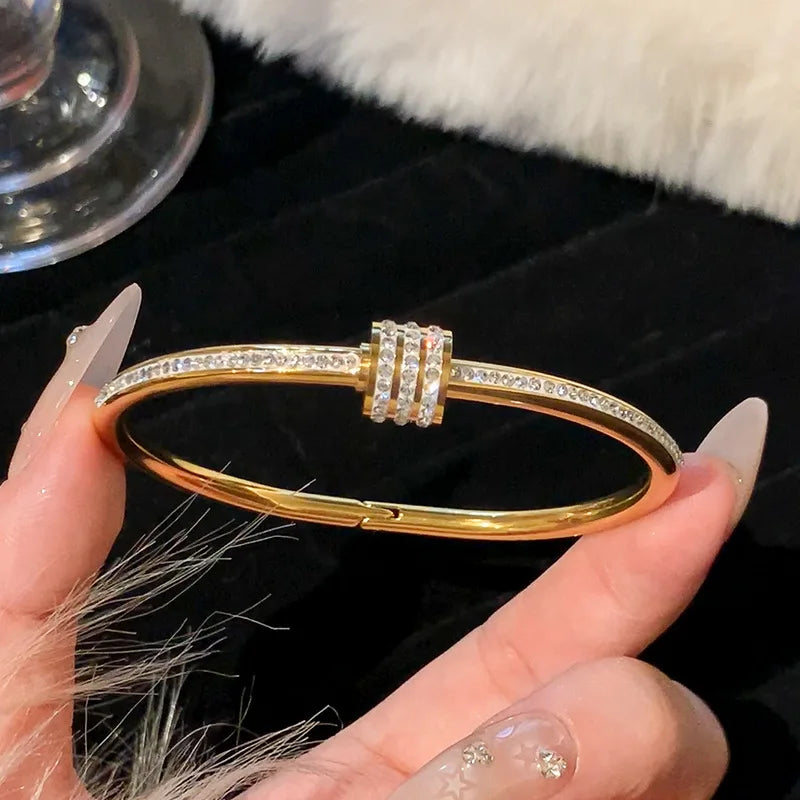 Pulseiras Bangles - banhadas a ouro ~ de aço inoxidável