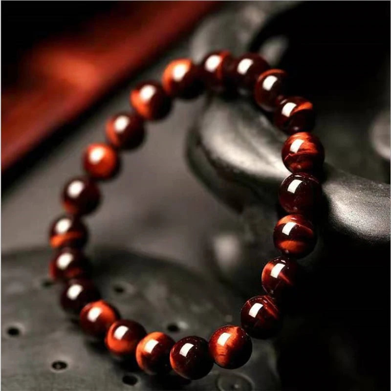Pulseira de obsidiana ~ jóias olho de tigre/pedra vulcânica - pulseira de elasticidade