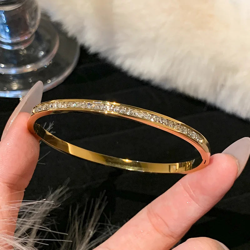 Pulseiras Bangles - banhadas a ouro ~ de aço inoxidável